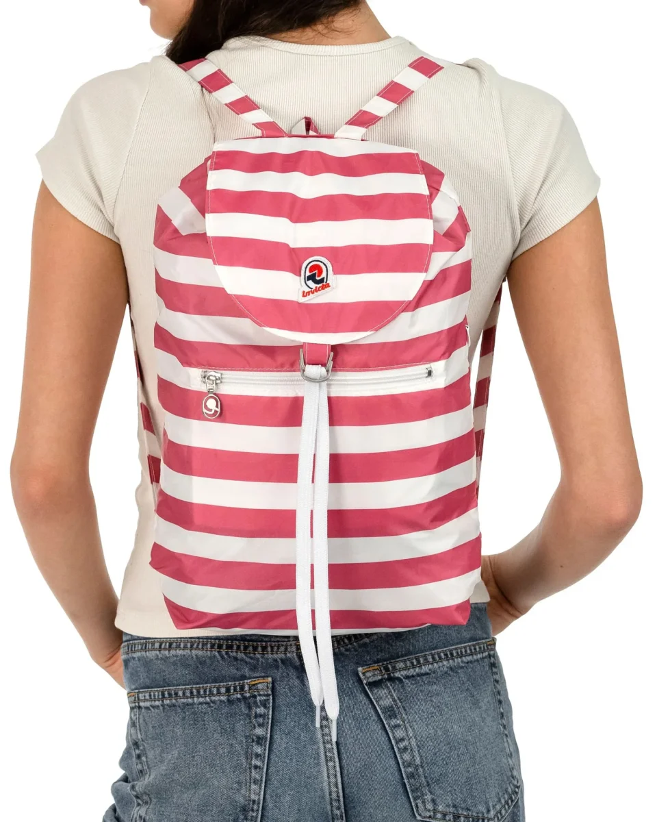 Invicta Sacca Verticale Leggero Motivo A Righe Bianco Fucsia Unisex - immagine 5