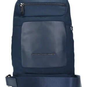 Piquadro Monospalla Pelle E Tessuto Blu Uomo