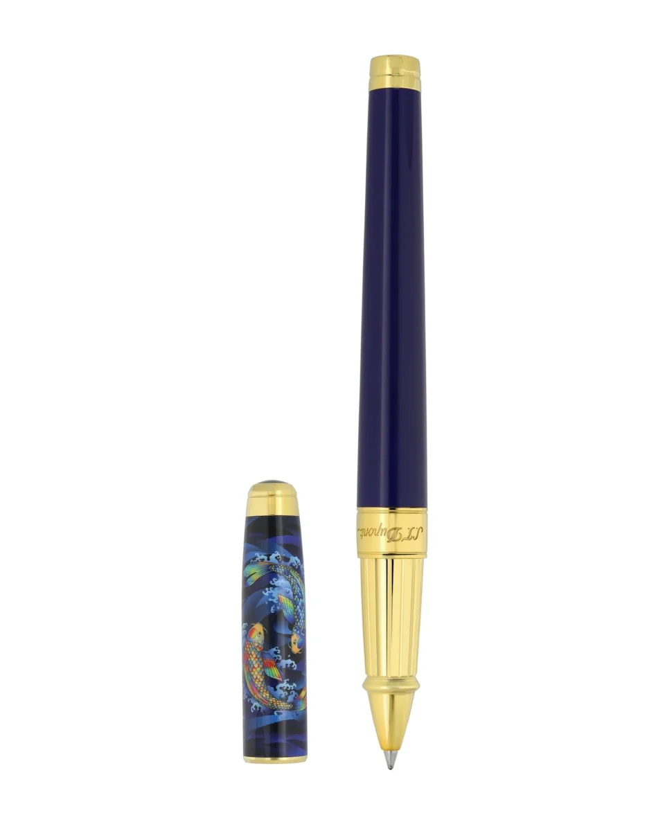 S.t.dupont Penna Roller Large 'koi Fish' Blu limited edition Eternity D