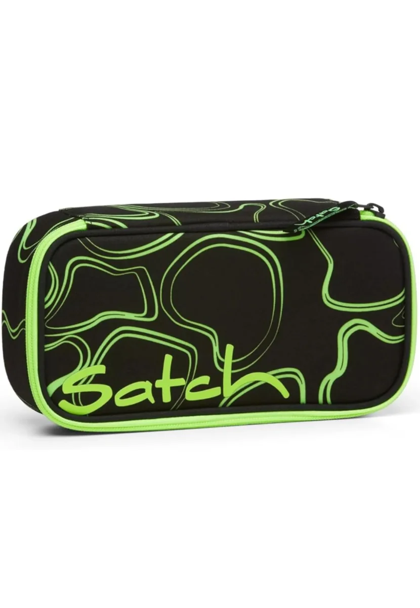 Satch Portapenne Scolastico Rigido 22x6x11 Cm, Poliestere Riciclato Nero Verde Unisex