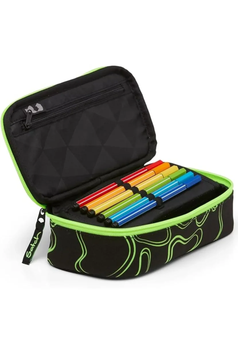 Satch Portapenne Scolastico Rigido 22x6x11 Cm, Poliestere Riciclato Nero Verde Unisex - immagine 3