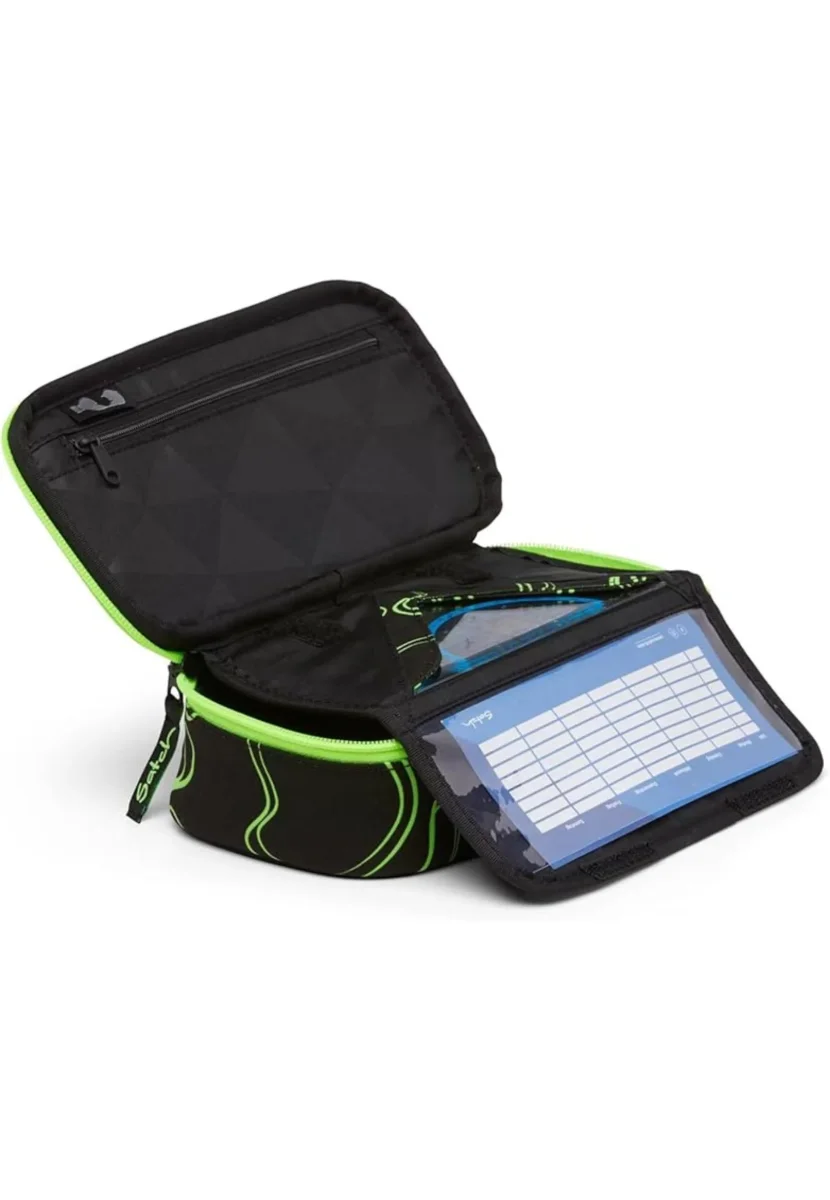 Satch Portapenne Scolastico Rigido 22x6x11 Cm, Poliestere Riciclato Nero Verde Unisex - immagine 4