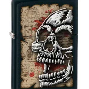 Zippo Antivento Ricaricabile Made In Usa Nero 22H021 SCHELETRO MAPPA