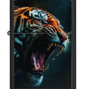 Zippo Accendino Antivento Made In Usa Ricaricabile Fiery Tiger Nero 46241