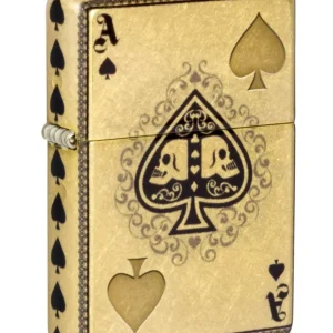 Zippo Accendino Antivento Made In Usa Ricaricabile Ace of Spades Oro Unisex