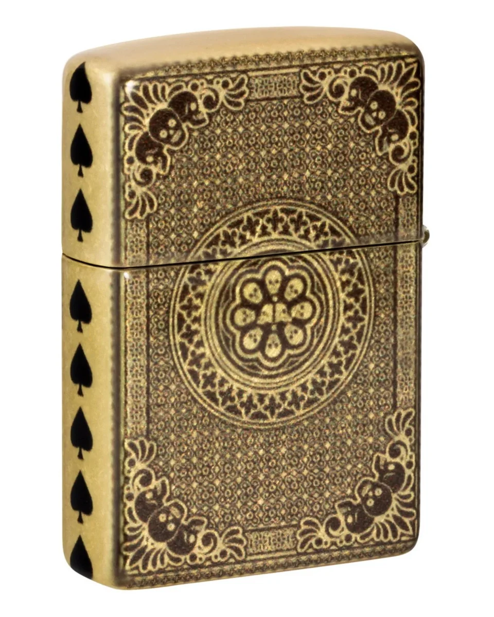 Zippo Accendino Antivento Made In Usa Ricaricabile Ace of Spades Oro Unisex - immagine 3