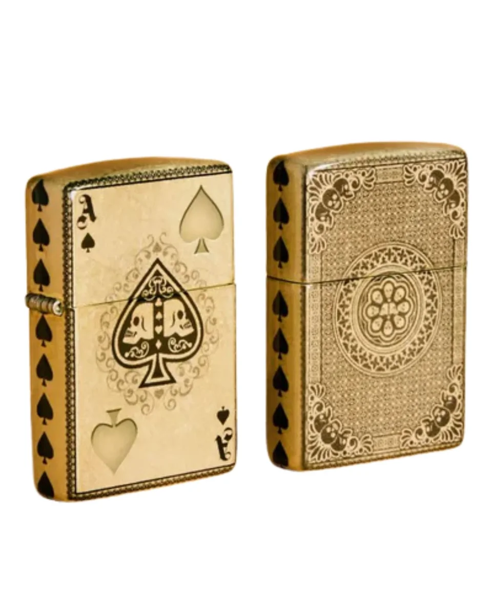 Zippo Accendino Antivento Made In Usa Ricaricabile Ace of Spades Oro Unisex - immagine 4