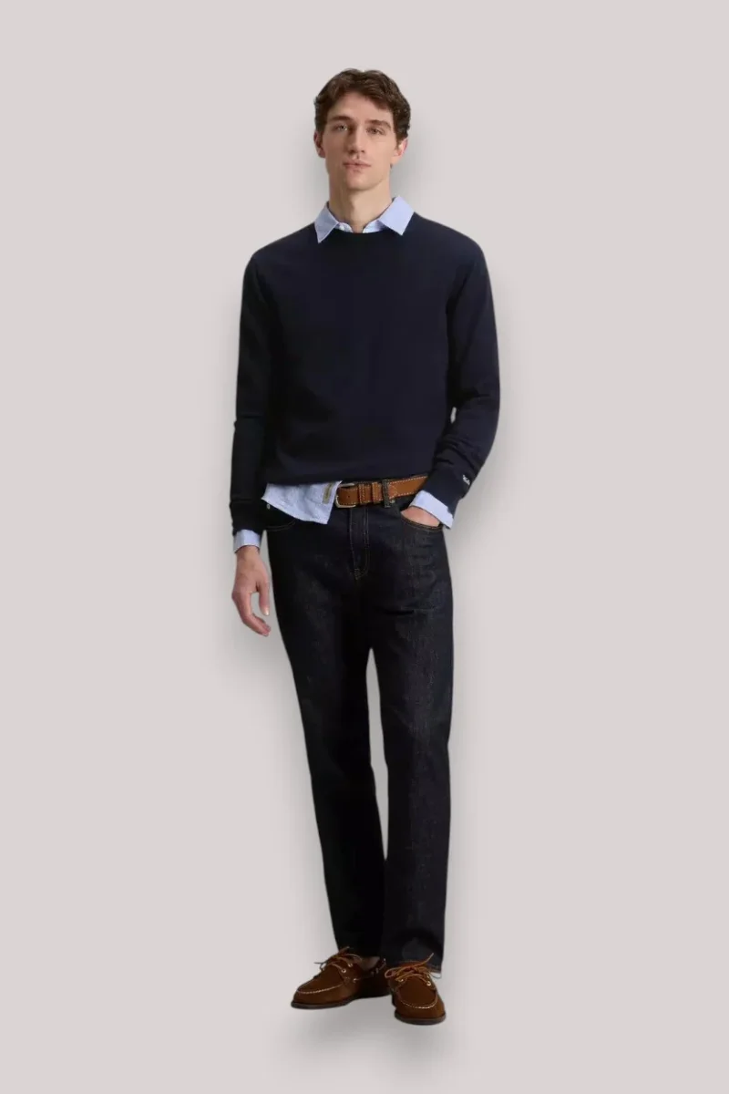 MAGLIA UOMO LOGO IN COTONE MELTON BLUE - immagine 3