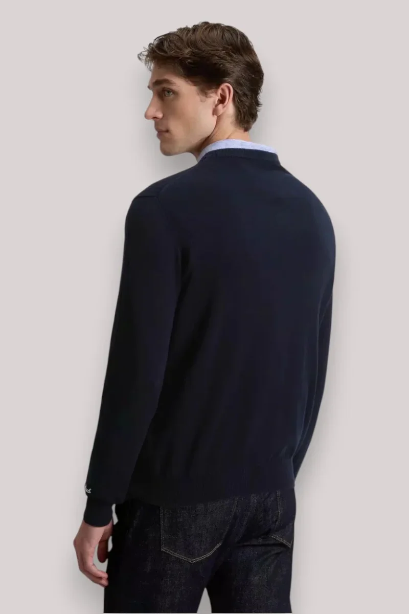 MAGLIA UOMO LOGO IN COTONE MELTON BLUE - immagine 4