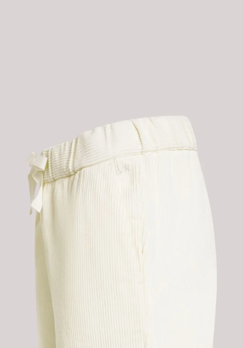 PANTALONI DONNA IN VELLUTO BIANCO PANNA - immagine 3