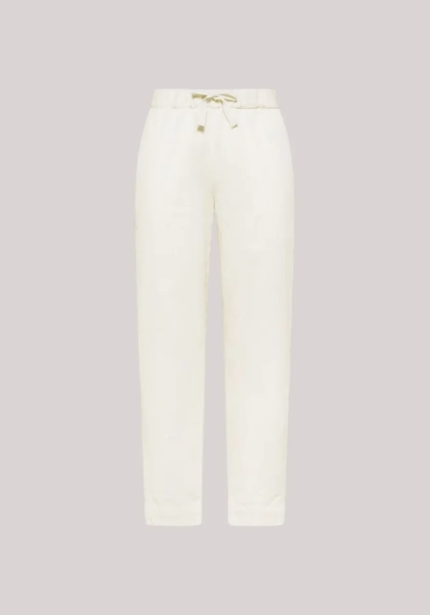 PANTALONI DONNA IN VELLUTO BIANCO PANNA