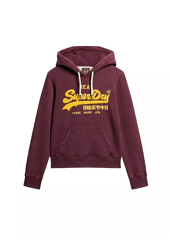 Superdry Felpa Donna Chenille VL Graphic Hoodie misto Cotone Burgundy - immagine 7