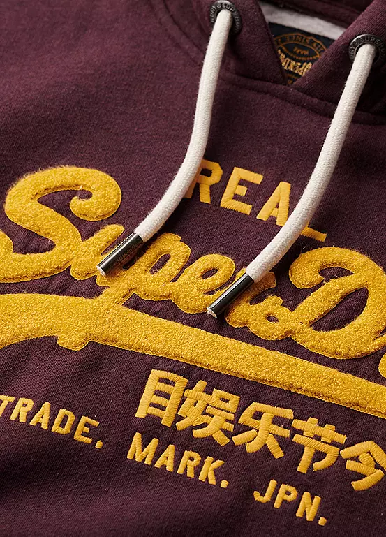 Superdry Felpa Donna Chenille VL Graphic Hoodie misto Cotone Burgundy - immagine 5