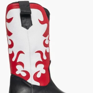 Stivali 289 pelle bianco nero e rosso