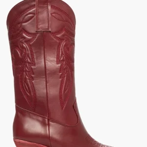 Stivali Irene Mers pelle bordeaux con ricamo
