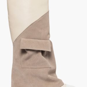 Stivale camoscio taupè  e pelle beige Tore 001