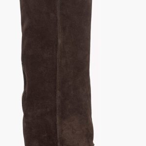 Stivali con zeppaa e risvolto con zip camoscio marrone 1719