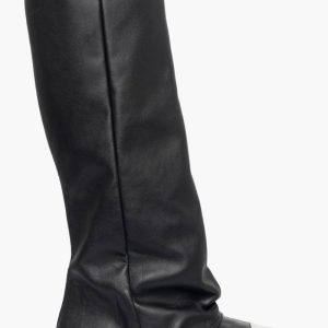 Stivale aggrappato pelle nero gommato bianco Tore Paola