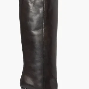 Stivale con zeppa gambale ampio spuntato pelle testa di moro Filo 002