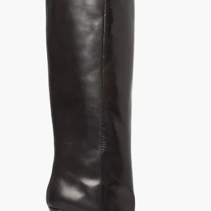 Stivale con zeppa gambale ampio spuntato pelle nero Filo 002