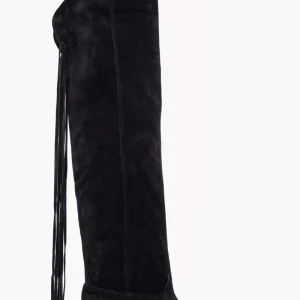 Stivali 273 camoscio blu con lacci pendenti