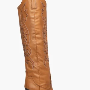 Stivali New Cecilia pelle cuoio con ricamo