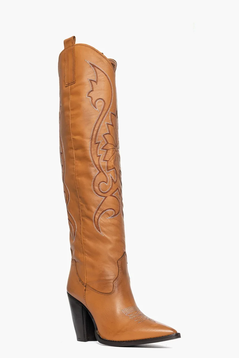 Stivali New Cecilia pelle cuoio con ricamo - immagine 3