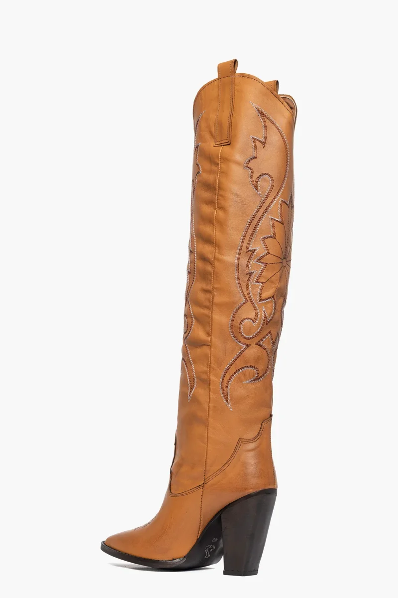 Stivali New Cecilia pelle cuoio con ricamo - immagine 5