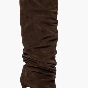 Stivali aggrappati camoscio cioccolato punta pelle testa di moro Gilda 6