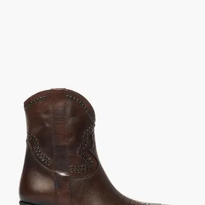 Stivaletti pelle marrone Oldwest 3 borchie