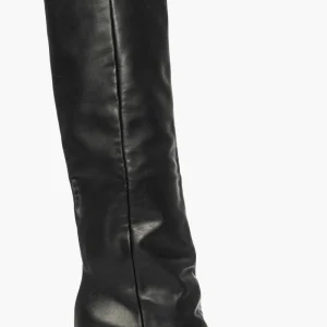 Stivali Angel 1 pelle nero e punta animalier