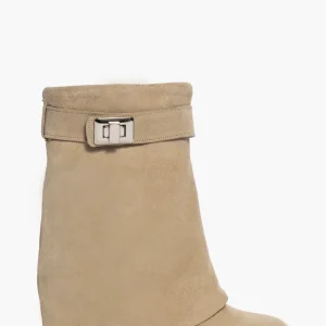 Stivaletti Annachiara 5 camoscio beige con risvolto