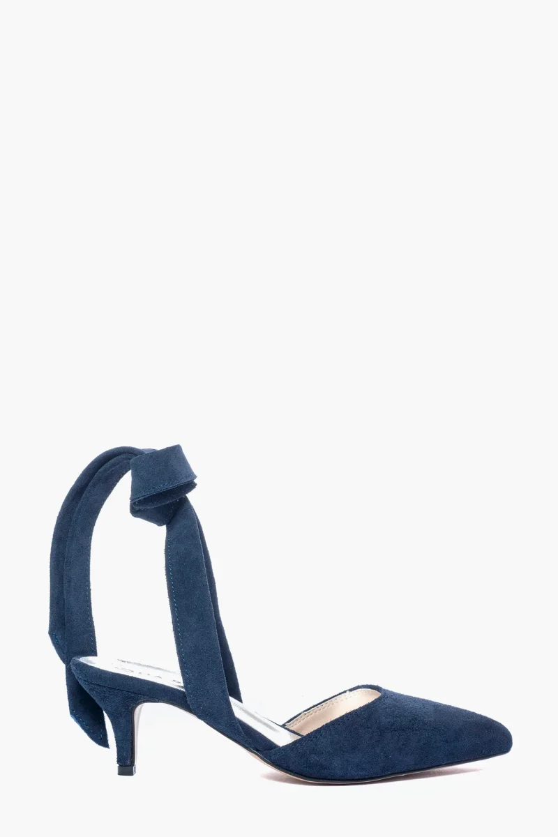 Décolleté Ginevra 2 camoscio blu con laccio