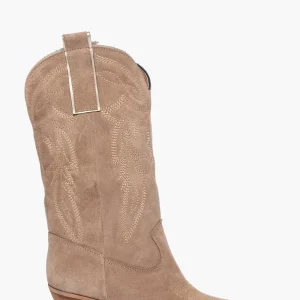 Stivali Irene Mers camoscio taupe con ricamo