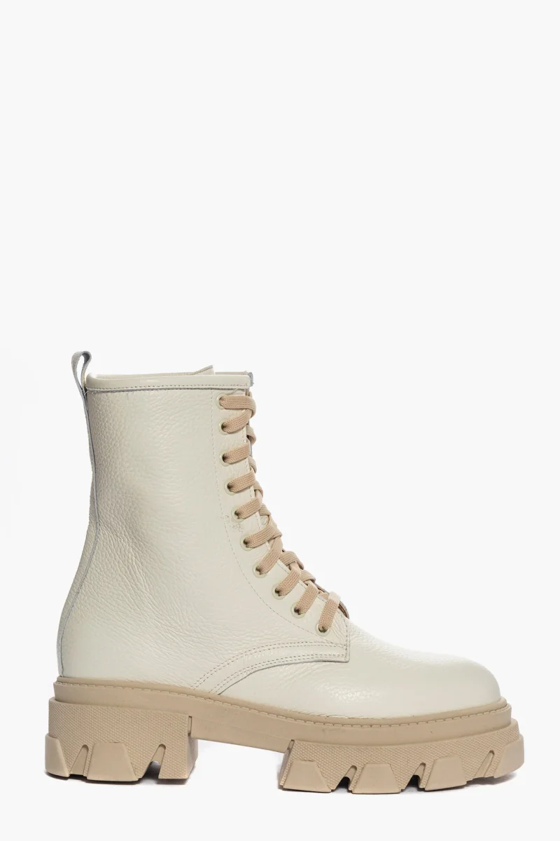 Stivaletti Wake 2 pelle bottolato panna