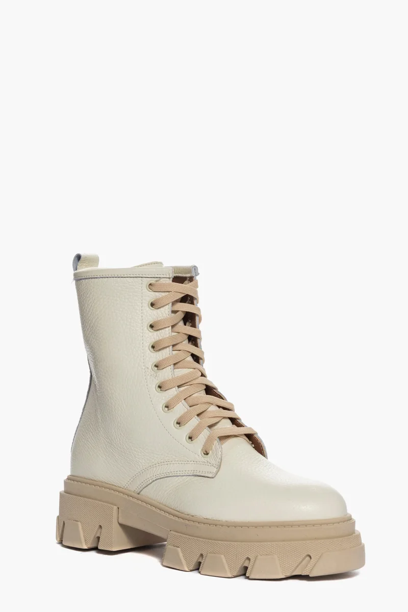 Stivaletti Wake 2 pelle bottolato panna - immagine 3