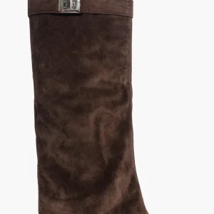 Stivali Annachiara 6 camoscio cioccolato con risvolto