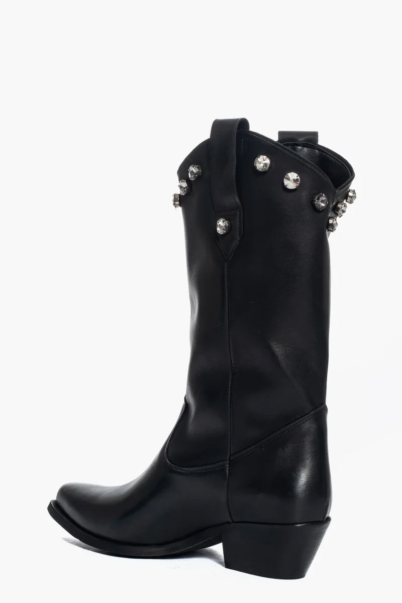 Stivaletti Oldwest 79 pelle nero con strass - immagine 5