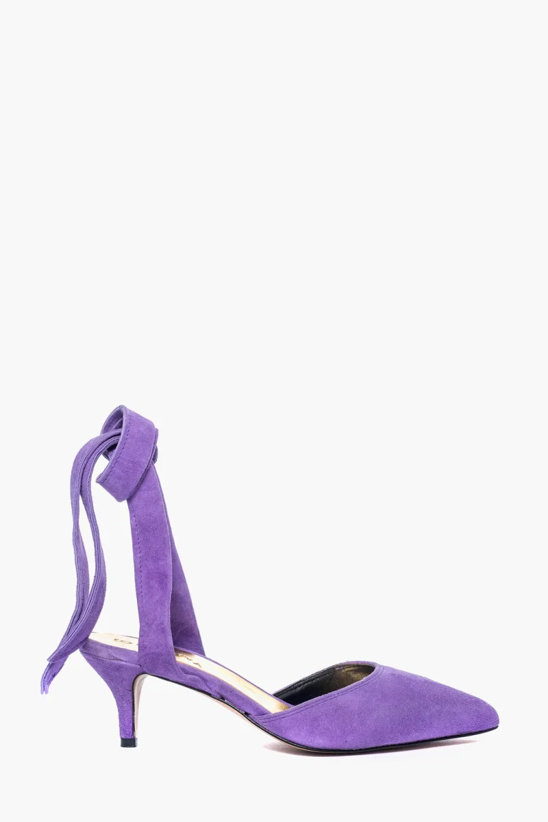 Décolleté Ginevra 2 camoscio glicine con laccio