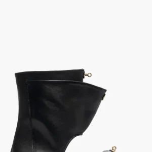 Sandalo 7713 stivaletto pelle nero e accessorio oro