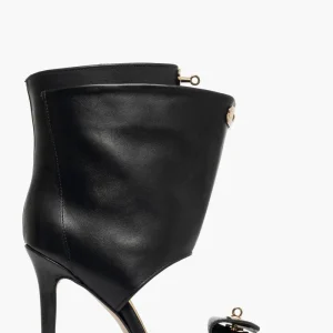 Sandalo pelle nero con accessorio oro Kiwi 13