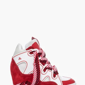 Sneakers Cambridge Upp Bianco & Rosso by Jammers London con Zeppa