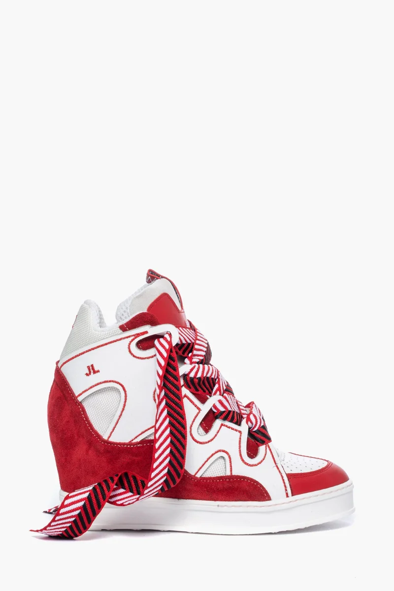 Sneakers Cambridge Upp Bianco & Rosso by Jammers London con Zeppa