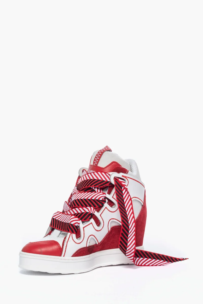 Sneakers Cambridge Upp Bianco & Rosso by Jammers London con Zeppa - immagine 4