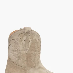 Stivaletti camoscio taupe con ricami 299