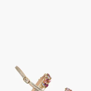 Sandali gioiello pelle oro e pietre rosa