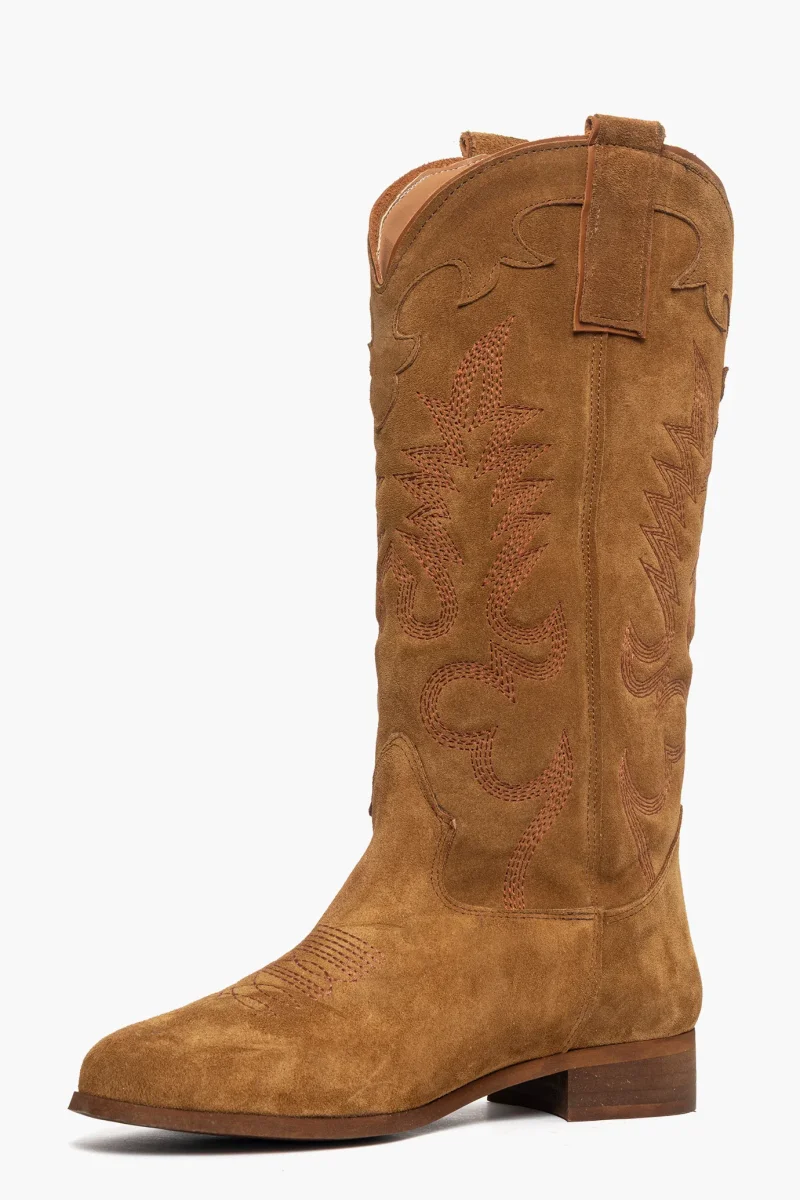 Stivali 297 camoscio cuoio con ricami e frange - immagine 4