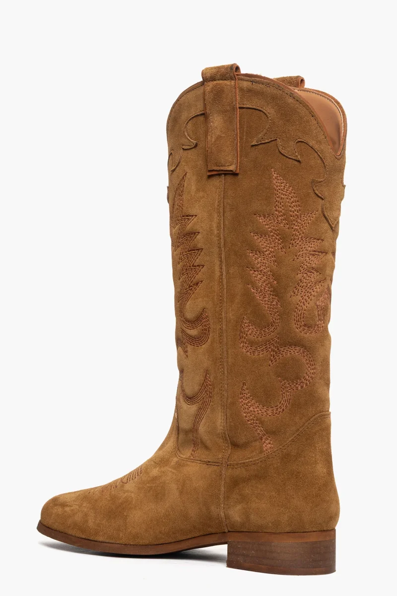 Stivali 297 camoscio cuoio con ricami e frange - immagine 5