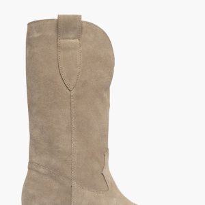 Stivali Oldwest 288 camoscio taupè con ricamo