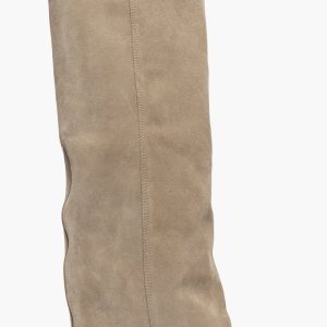 Stivali camoscio taupè con risvolto e zip 1719